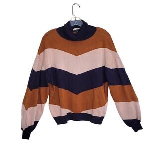 Eloquii Elements Chevron Sweater Colorblock Turtleneck Dolman Women 14/16